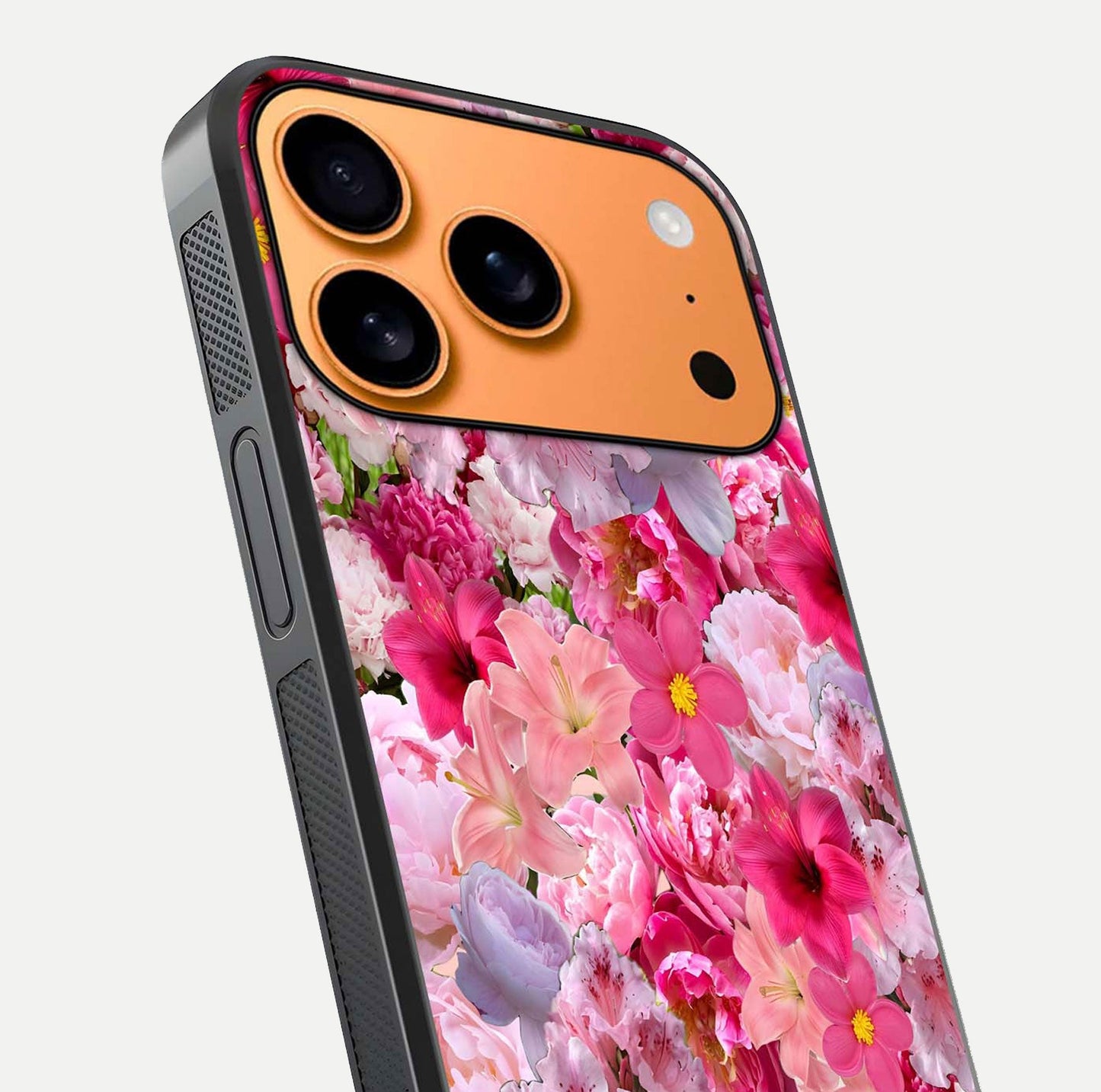 Bloom Crush Fantasy Glass Case for iPhone 17 Pro Max close-up image showing color gradient and petal detailing