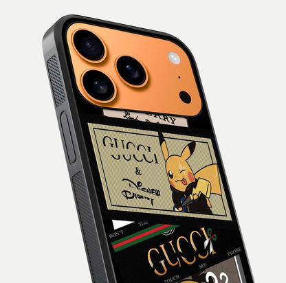 Cartoon Brand Play Mashup Glass Case for iPhone 17 Pro Max close-up angled shot showing character details and vibrant tones