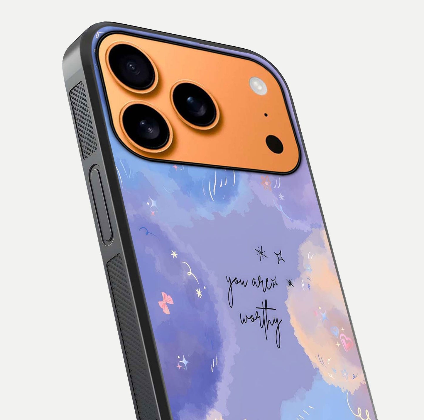 Celestial Cloud Magic Glass Case for iPhone 17 Pro Max close-up highlighting smooth gradient and gloss surface
