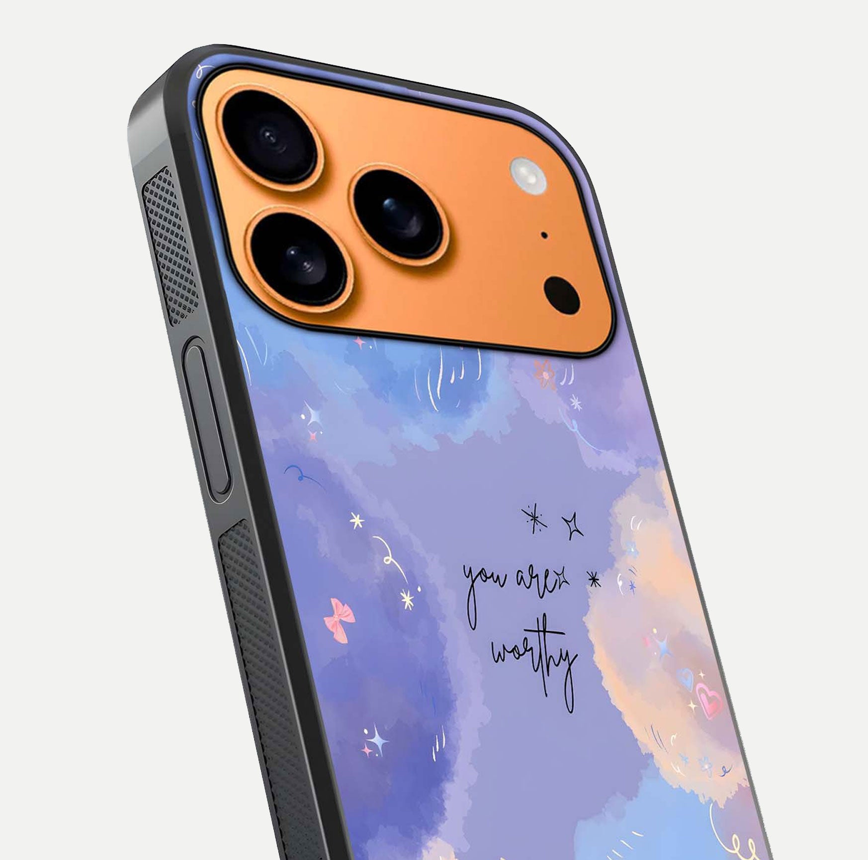 Celestial Cloud Magic Glass Case for iPhone 17 Pro Max close-up highlighting smooth gradient and gloss surface