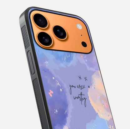 Celestial Cloud Magic Glass Case for iPhone 17 Pro Max close-up highlighting smooth gradient and gloss surface