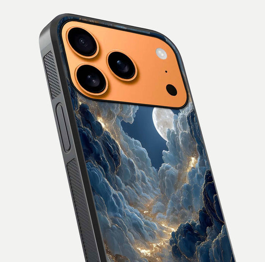 Celestial Cloud Road Glass Case for iPhone 17 Pro Max close-up view showing road gradient and cloud reflection shine