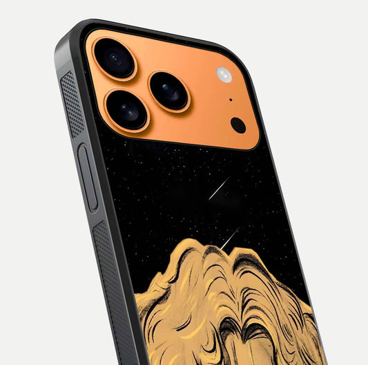 Celestial God’s Plan Glass Case for iPhone 17 Pro Max close-up angled shot highlighting celestial details and reflection
