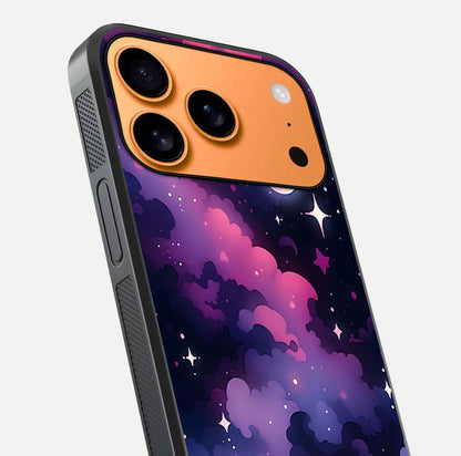 Celestial Moon Magic Glass Case for iPhone 17 Pro Max close-up view highlighting moon crater detail and glass shine