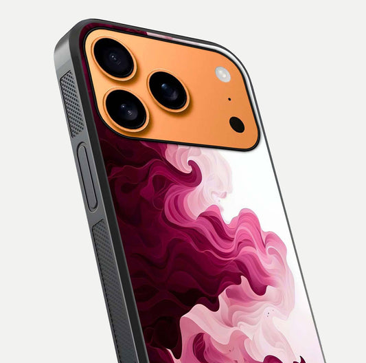 Crimson Wave Flow Glass Case for iPhone 17 Pro Max close-up highlighting flow texture and reflection tone