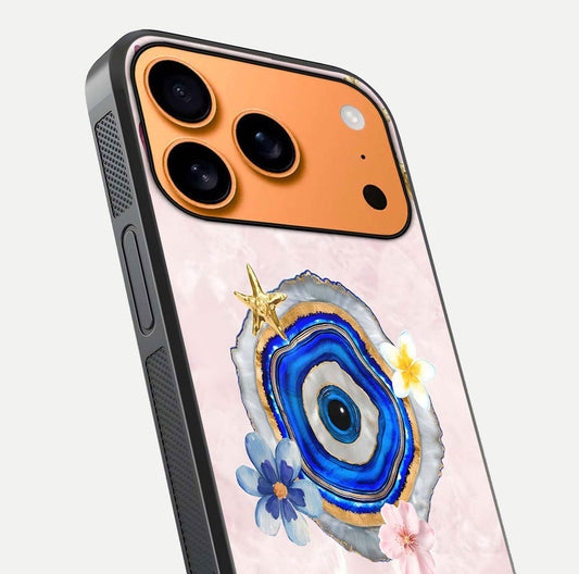 Divine Aura Bloom Glass Case for iPhone 17 Pro Max close-up highlighting flower glow and reflection tone