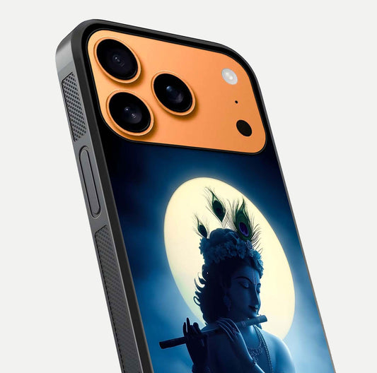 Divine Moon Flute Glass Case for iPhone 17 Pro Max close-up highlighting flute detail and reflection shine