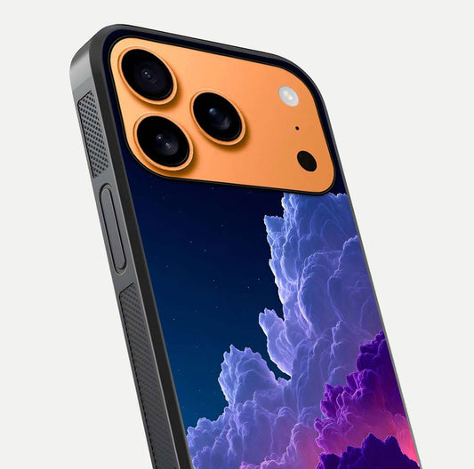 Dreamy Cloud Skies Glass Case for iPhone 17 Pro Max close-up highlighting soft gradient tones and reflection glow