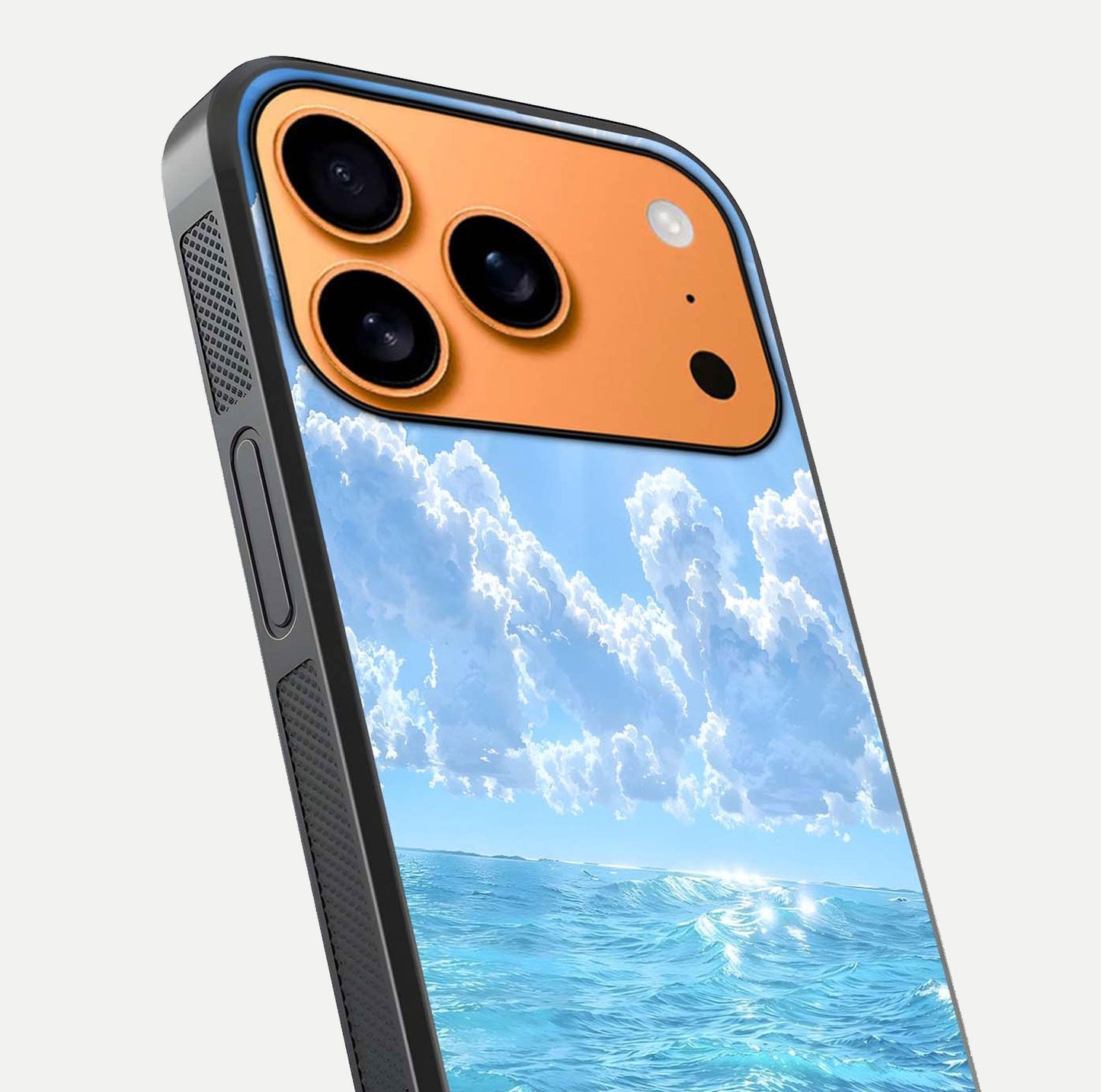 Endless Ocean Horizon Glass Case for iPhone 17 Pro Max close-up highlighting water texture and reflection shine