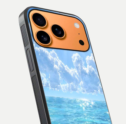 Endless Ocean Horizon Glass Case for iPhone 17 Pro Max close-up highlighting water texture and reflection shine