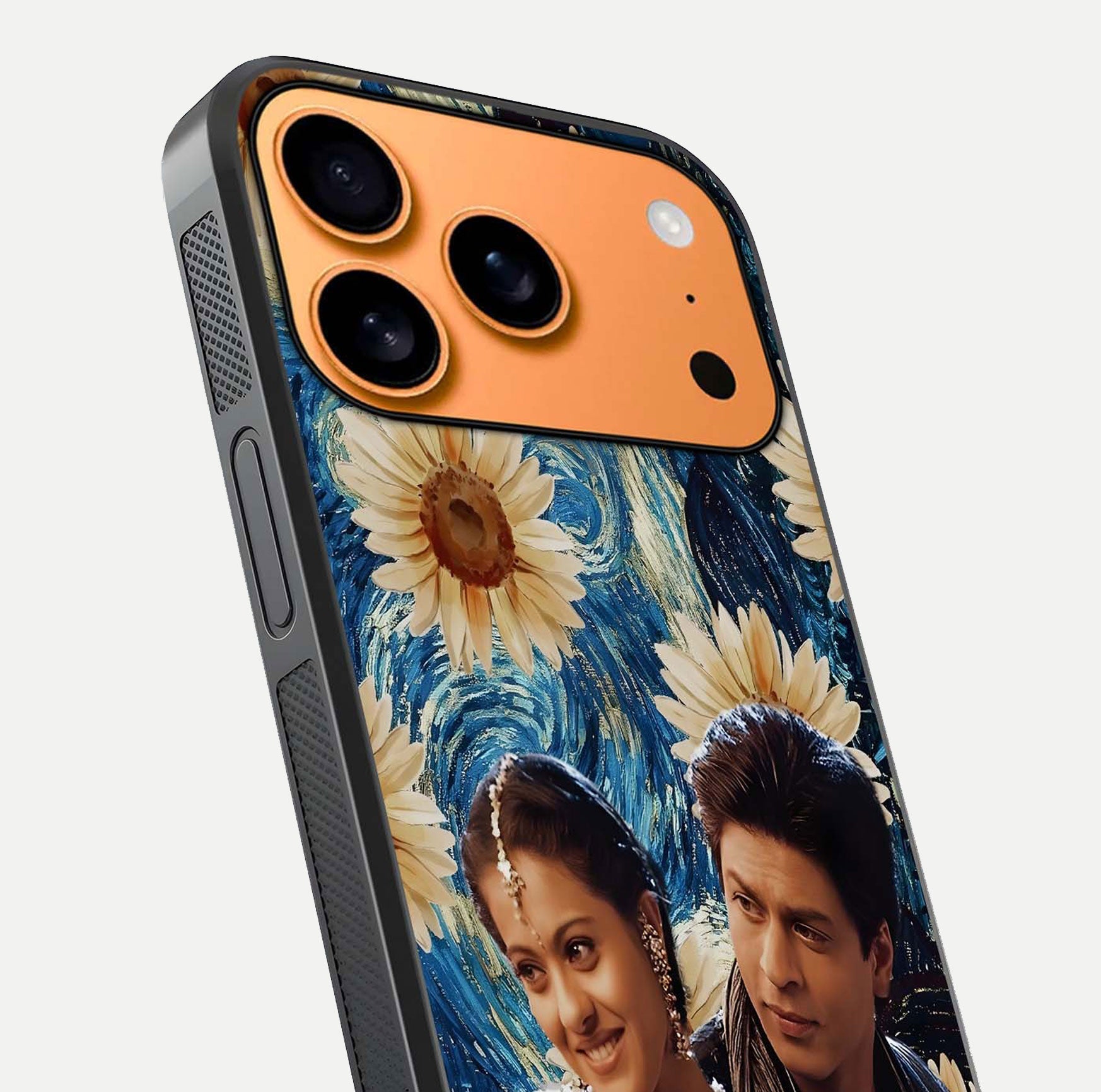 Eternal Love Story Glass Case for iPhone 17 Pro Max close-up highlighting couple detail and light reflection