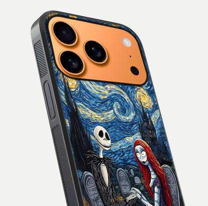 Eternal Night Love Glass Case for iPhone 17 Pro Max close-up highlighting stars and reflection glow
