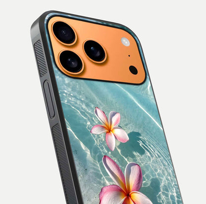 Floating Bloom Bliss Glass Case for iPhone 17 Pro Max close-up highlighting petal detail and reflection tone