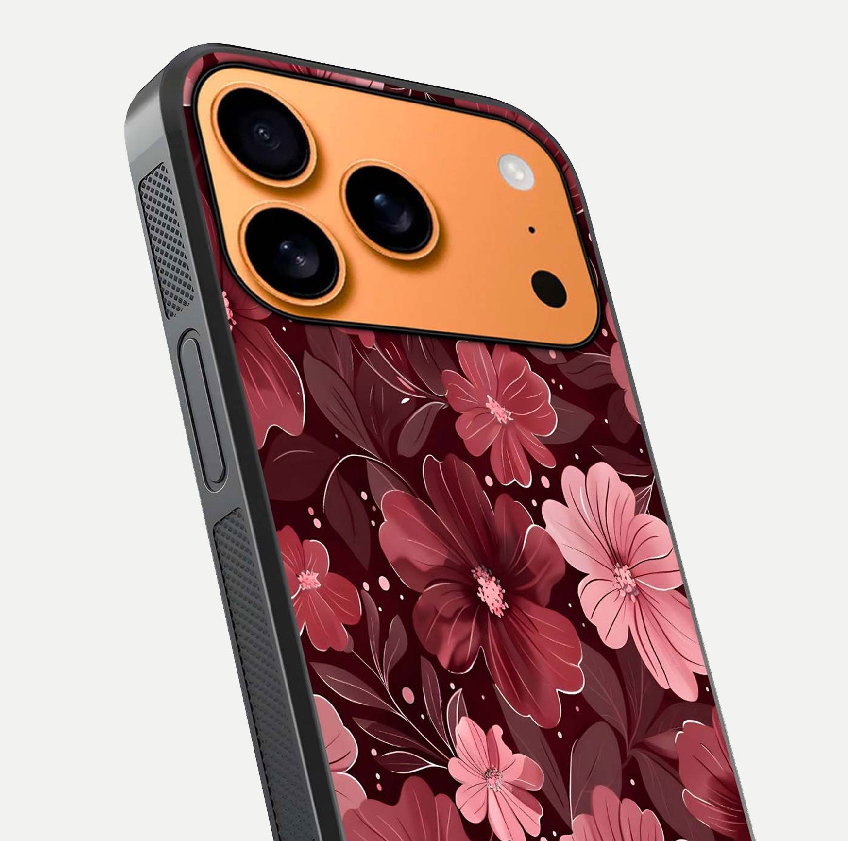 Flower Blush Bloom Glass Case for iPhone 17 Pro Max close-up highlighting pastel tones and reflection clarity