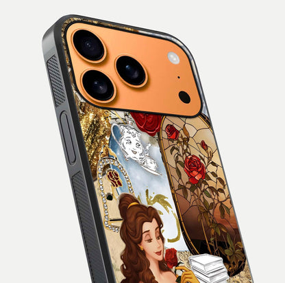 Golden Dream Belle Glass Case for iPhone 17 Pro Max close-up angled shot showing gradient tones and reflection polish