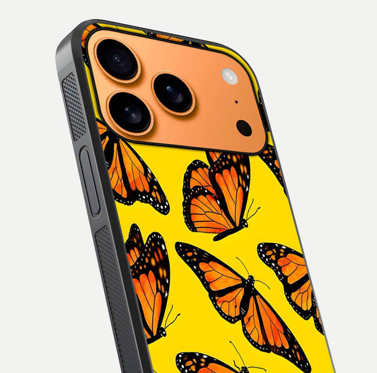 Golden Wing Flight Glass Case for iPhone 17 Pro Max close-up angled shot showing metallic wing texture and shine detail
