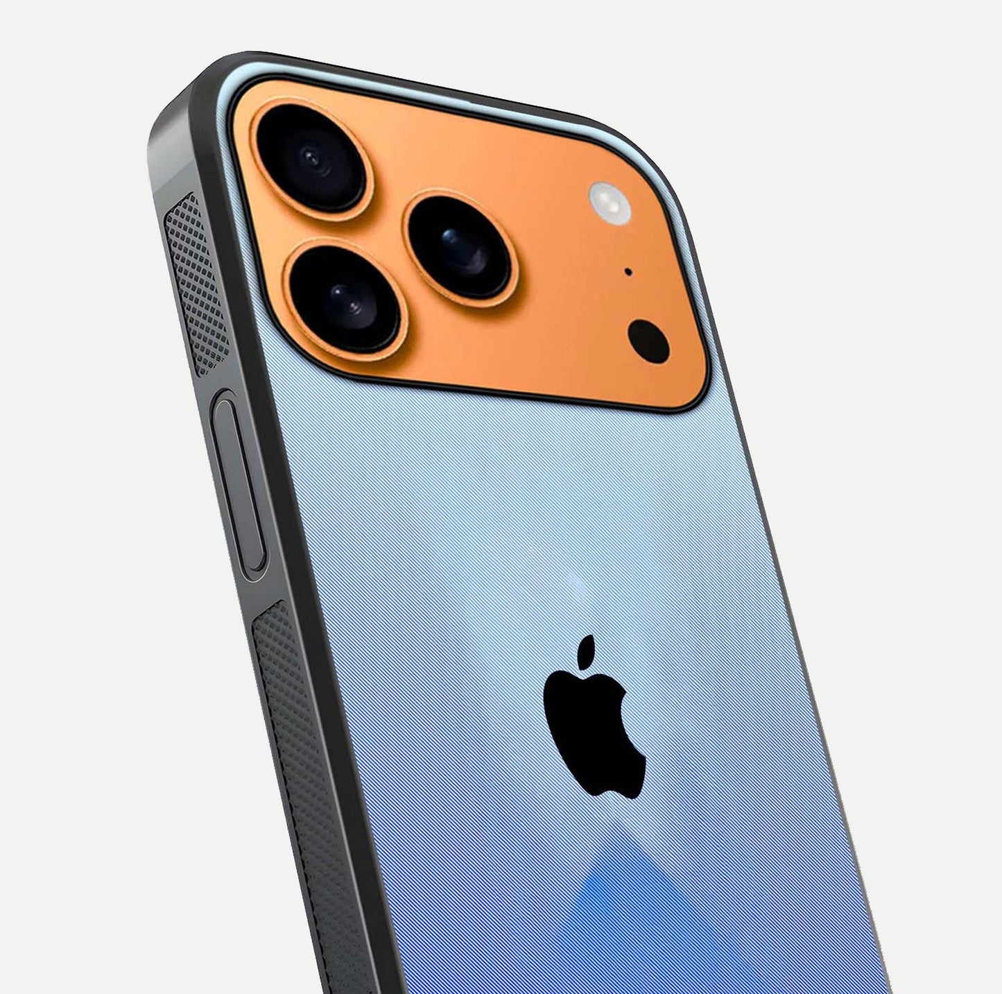 Gradient Apple Vibe Glass Case for iPhone 17 Pro Max close-up angled shot showing color transition and reflection brightness