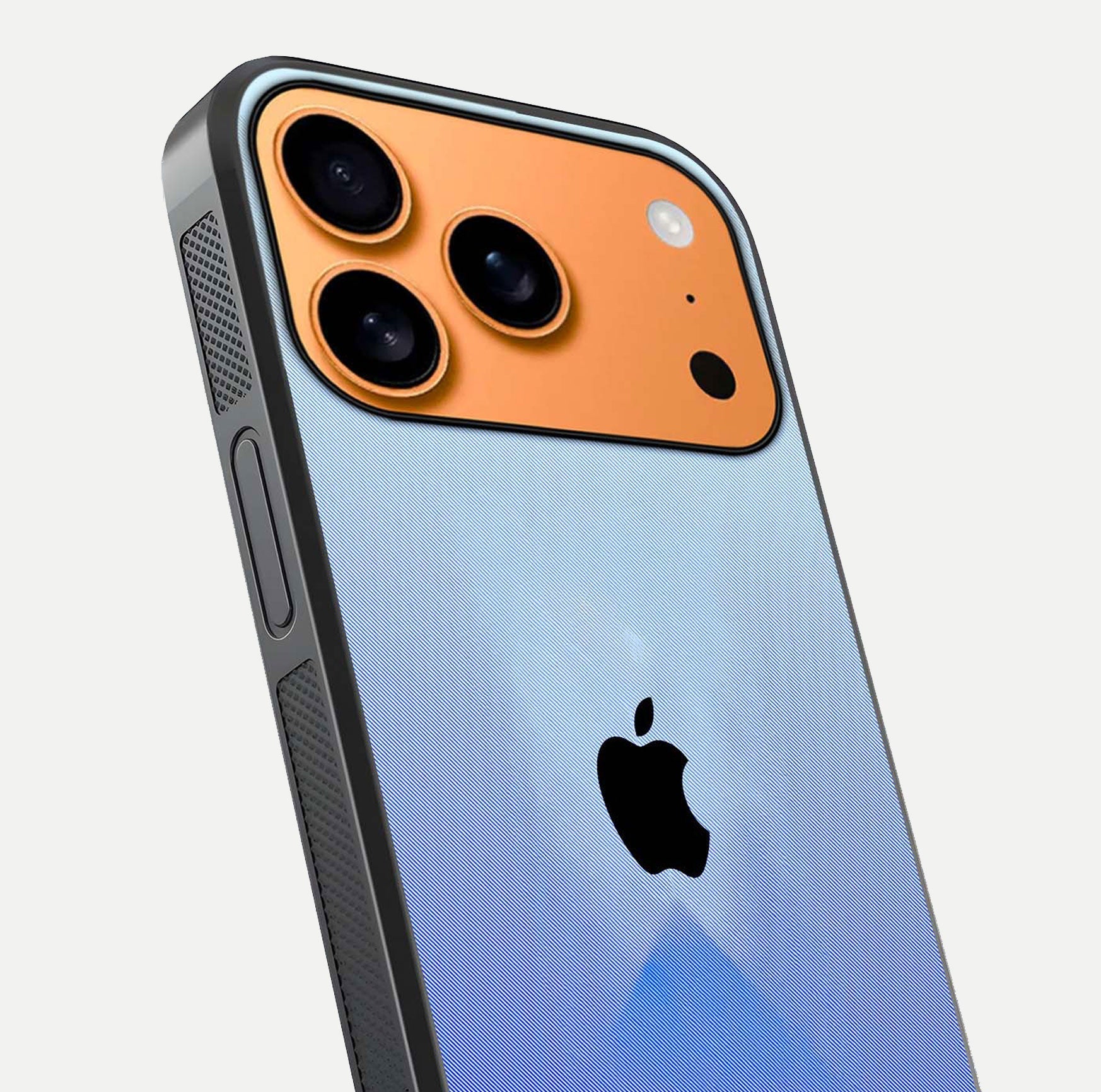 Gradient Apple Vibe Glass Case for iPhone 17 Pro Max close-up angled shot showing color transition and reflection brightness