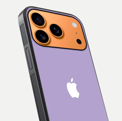 Lavender Soft Minimal Glass Case for iPhone 17 Pro Max close-up angled shot showing clean color texture and shine