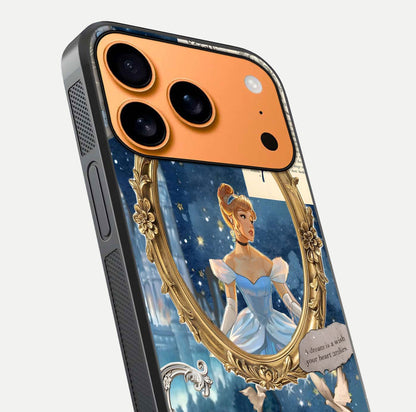 Midnight Queen Glass Case for iPhone 17 Pro Max close-up angled shot featuring crown motif and gloss reflection