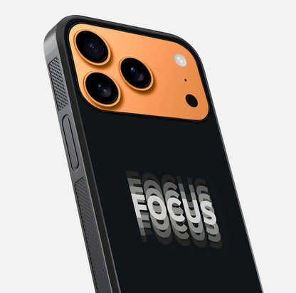 Mono Focus Vision Glass Case for iPhone 17 Pro Max close-up angled shot highlighting minimal contrast and reflection