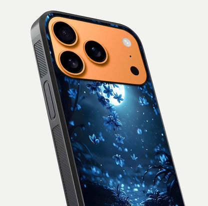 Moonlight Petal Dream Glass Case for iPhone 17 Pro Max close-up angled shot showing petal reflection and glow texture