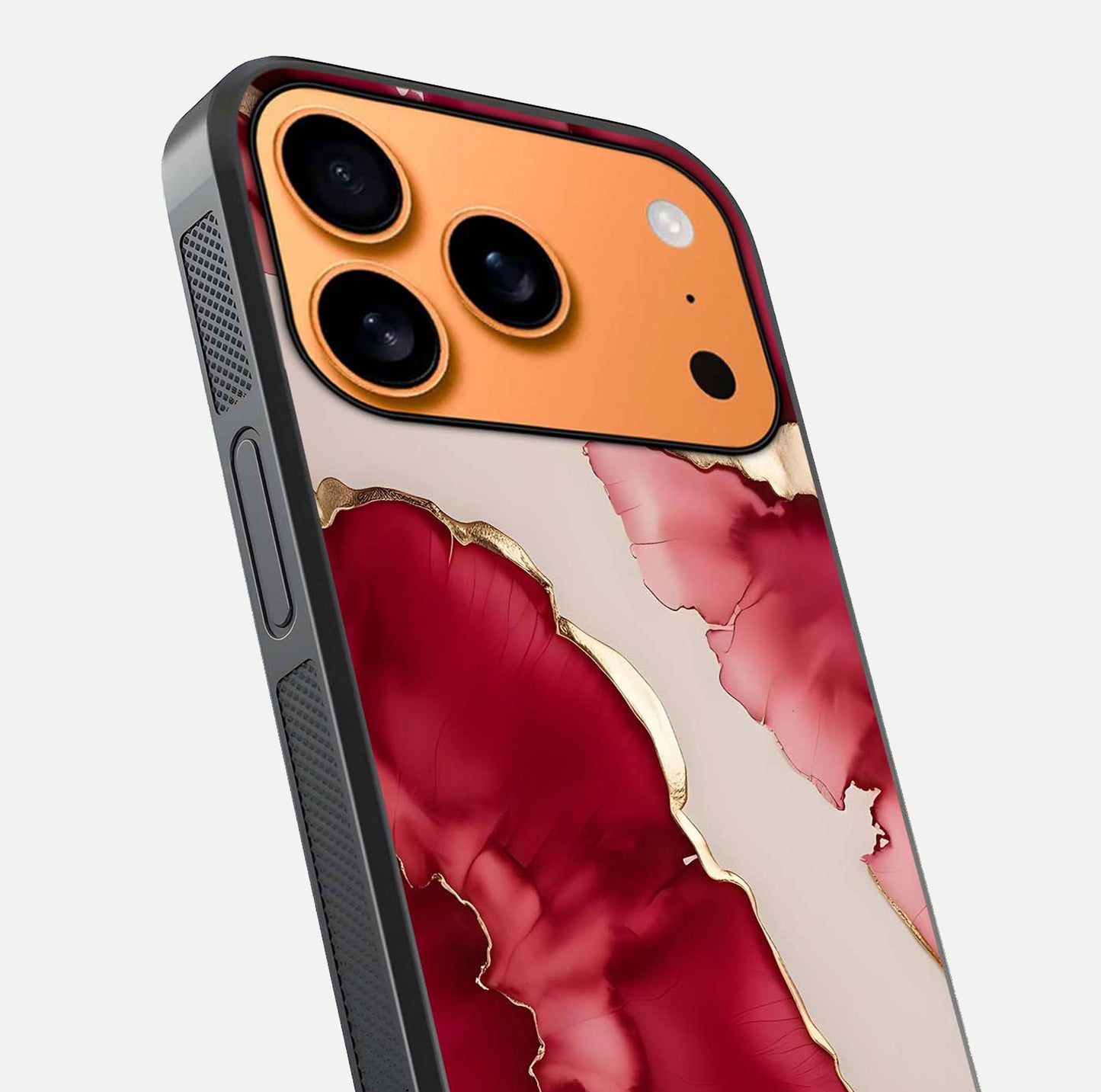 Pink & White Marble Glass Case For iPhone 17 Pro Max