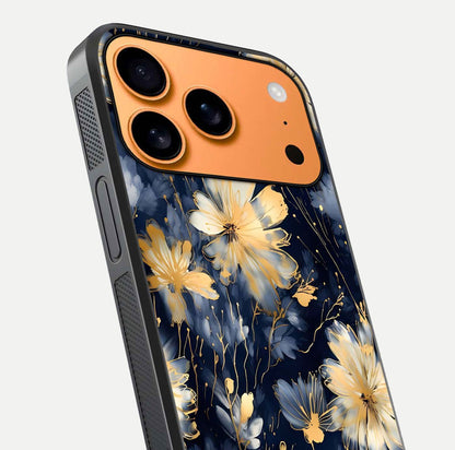 Royal Petal Dream Glass Case for iPhone 17 Pro Max close-up angled shot highlighting petal texture and reflection depth