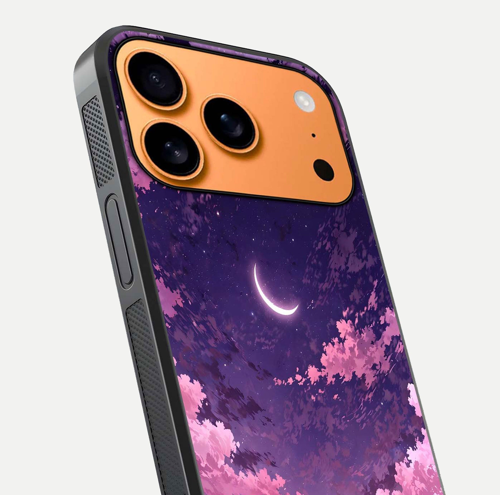 Sky Drift Clouds Glass Case for iPhone 17 Pro Max close-up angled shot highlighting cloud texture and reflection