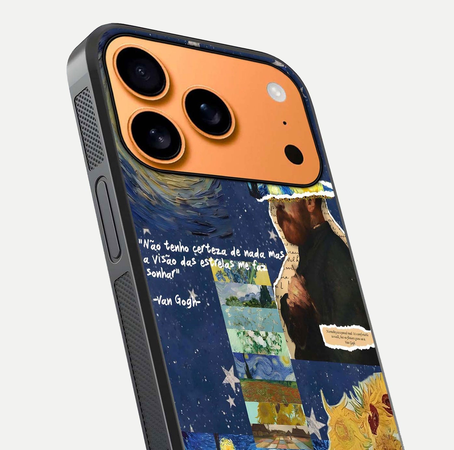 Starry Dream Vision Glass Case for iPhone 17 Pro Max close-up angled shot highlighting cosmic light and reflection