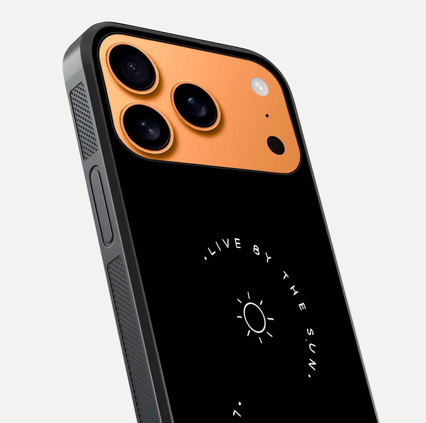 Sun Moon Balance Glass Case for iPhone 17 Pro Max close-up angled shot highlighting cosmic art and HD reflection