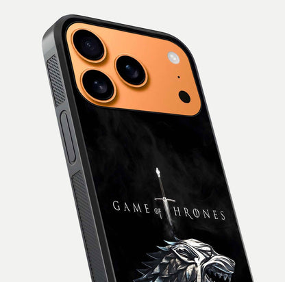 Throne Wolf Legacy Glass Case for iPhone 17 Pro Max close-up angled shot highlighting fur texture and reflection