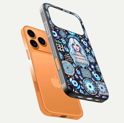 Angel Aura Shield Glass Case for iPhone 17 Pro Max floating angle showing light reflection and protective edge structure