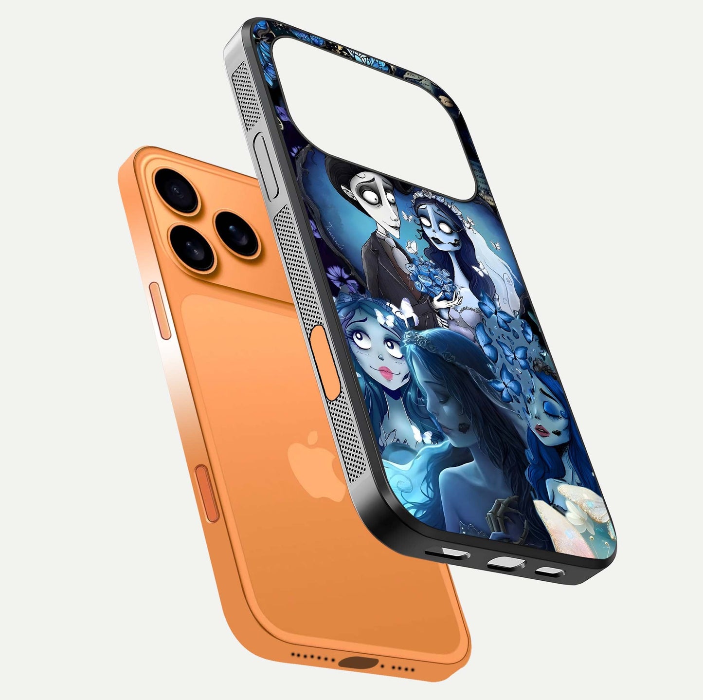 Butterfly Ghost Soul Glass Case for iPhone 17 Pro Max floating mockup showcasing spirit-like butterfly detail and gloss