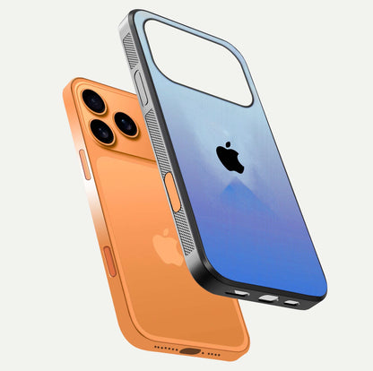 Gradient Apple Vibe Glass Case for iPhone 17 Pro Max floating dual-view mockup showing gloss polish and gradient blend