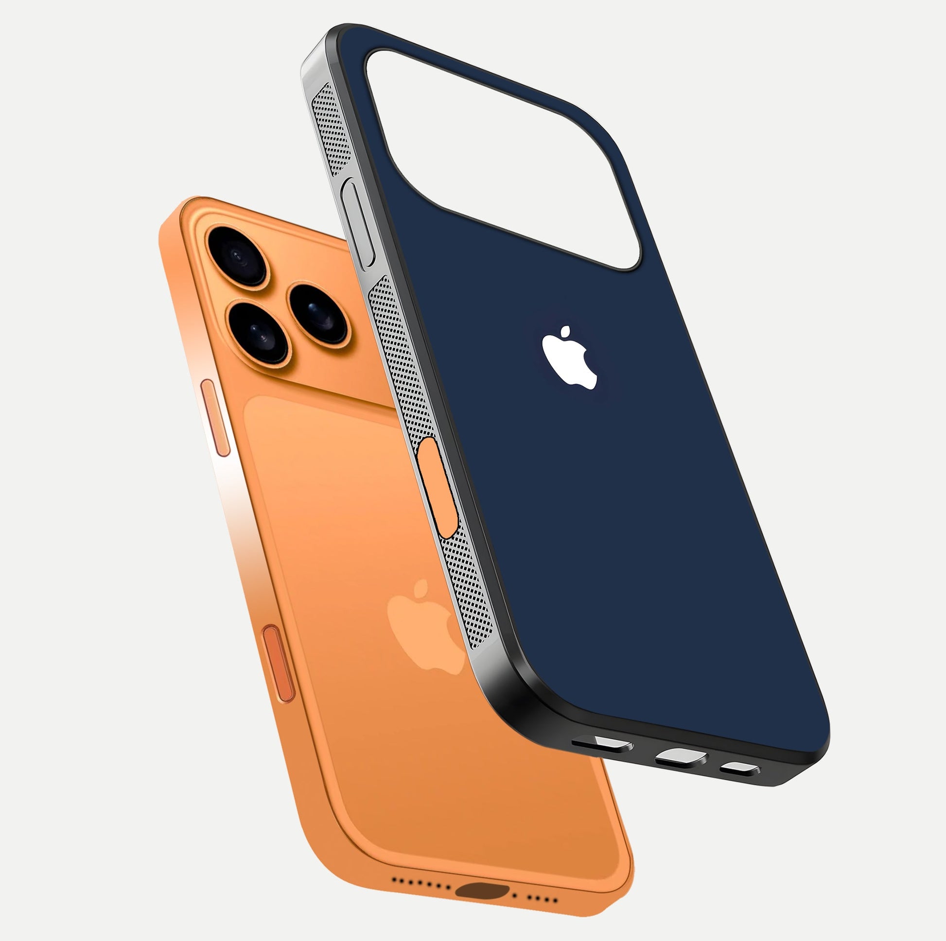Minimal Apple Night Glass Case for iPhone 17 Pro Max floating dual-view mockup showing HD shine and minimal style