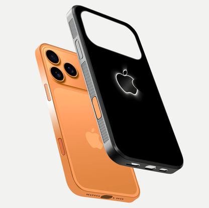 Neon Apple Glow Glass Case for iPhone 17 Pro Max floating dual-view mockup showing HD shine and modern look