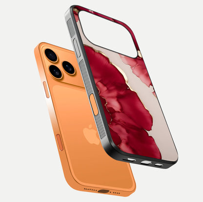 Pink & White Marble Glass Case For iPhone 17 Pro Max