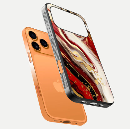Red & White Marble Glass Case For iPhone 17 Pro Max