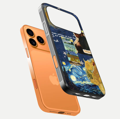 Starry Dream Vision Glass Case for iPhone 17 Pro Max floating dual-view mockup displaying gloss surface and clarity