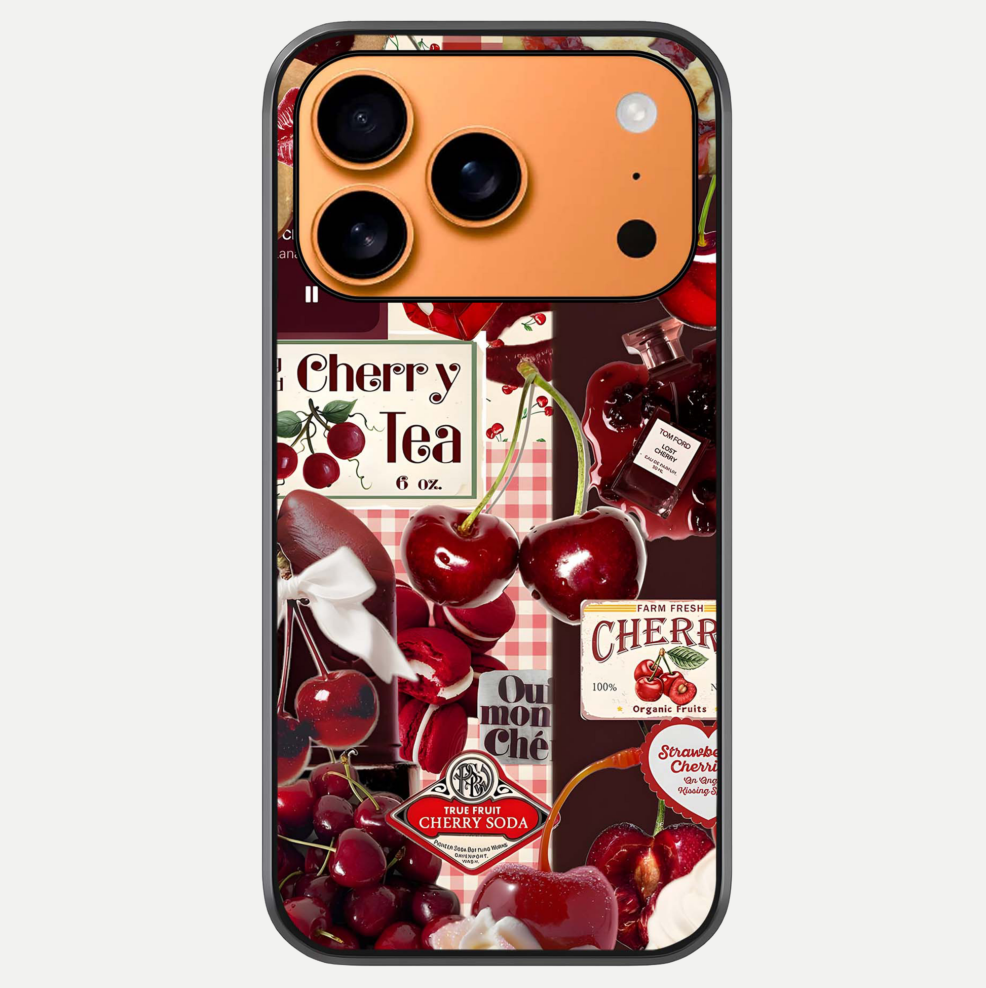 Aesthetic Cherry Tea Glass Case For iPhone 17 Pro Max by Custom World