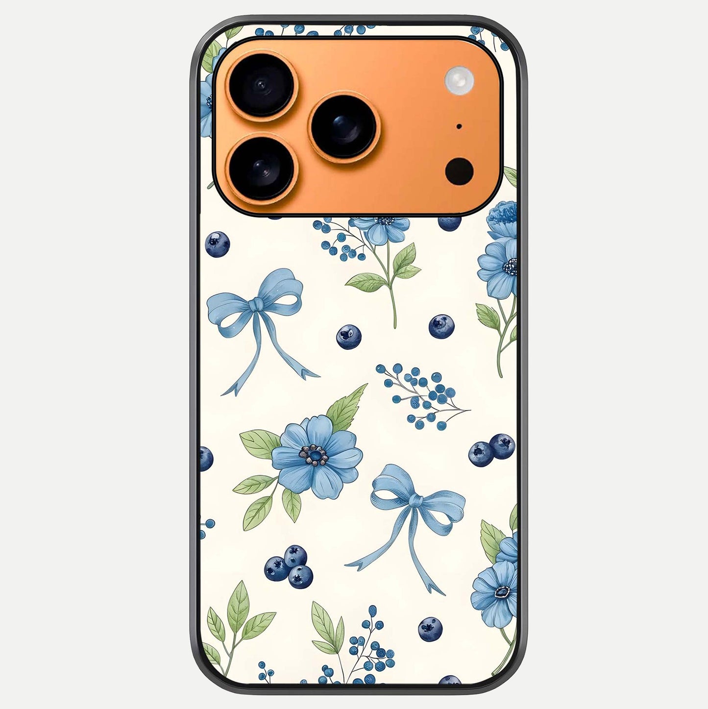 Blue Flower & Bow Glass Case For iPhone 17 Pro Max by Custom World