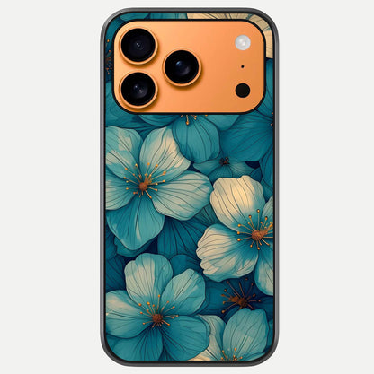 Blue Shade Floral Glass Case For iPhone 17 Pro Max by Custom World