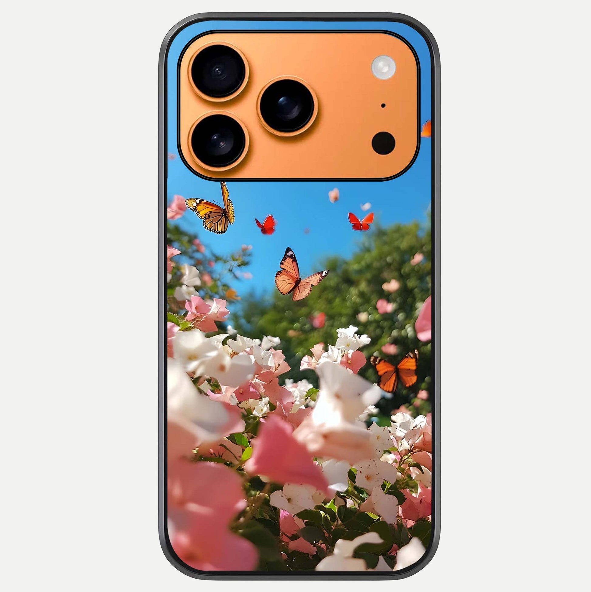 Butterflies In Bloom Sky Glass Case For iPhone 17 Pro Max by Custom World