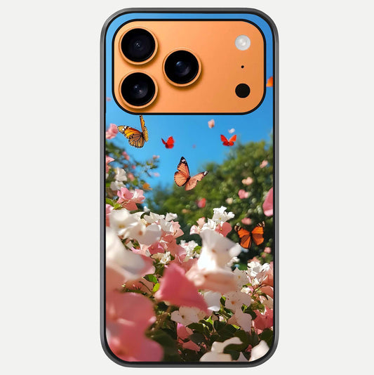 Butterflies In Bloom Sky Glass Case For iPhone 17 Pro Max by Custom World