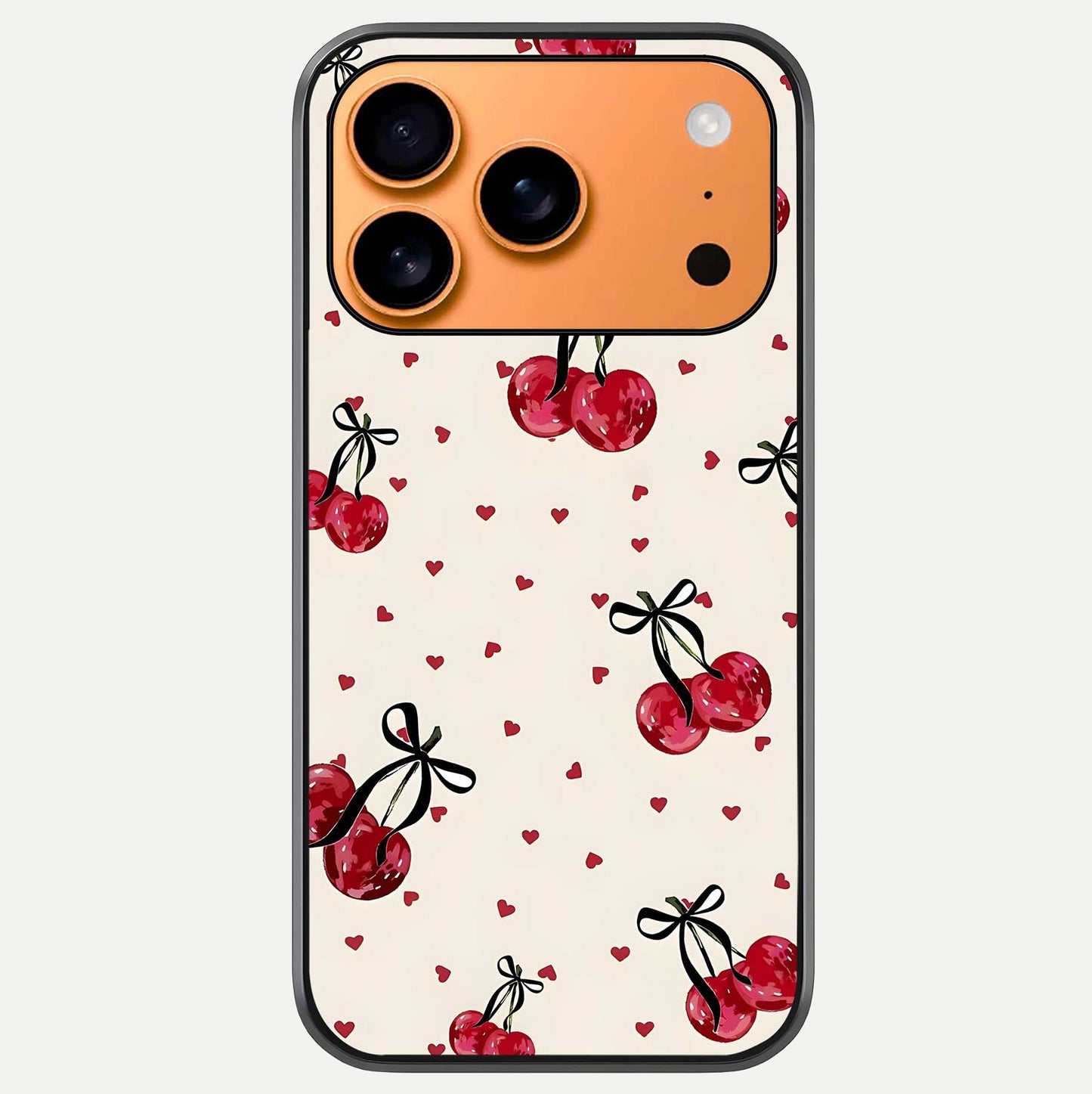 Cherry Heart Bow Glass Case For iPhone 17 Pro Max by Custom World