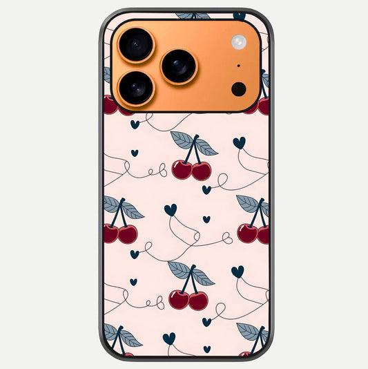 Cherry Heart Line Glass Case For iPhone 17 Pro Max by Custom World