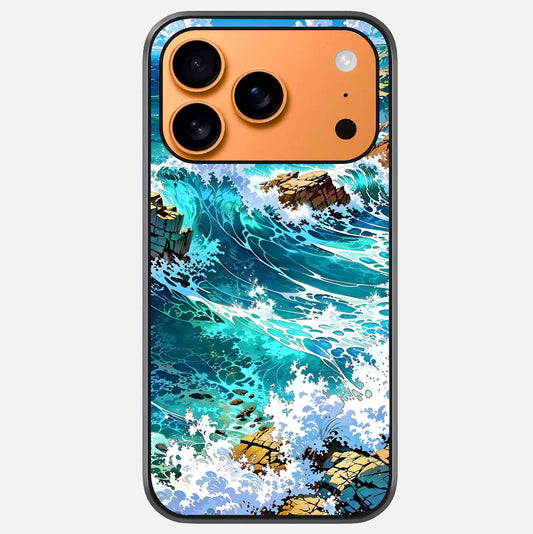 Coastal Blue Waves Glass Case For iPhone 17 Pro Max by Custom World