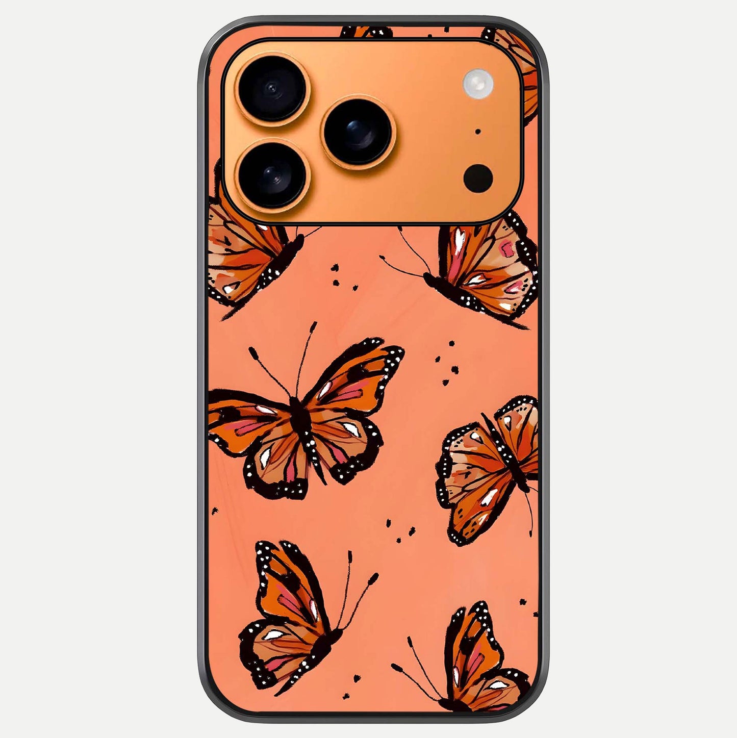 Coral Wing Butterfly Glass Case For iPhone 17 Pro Max by Custom World