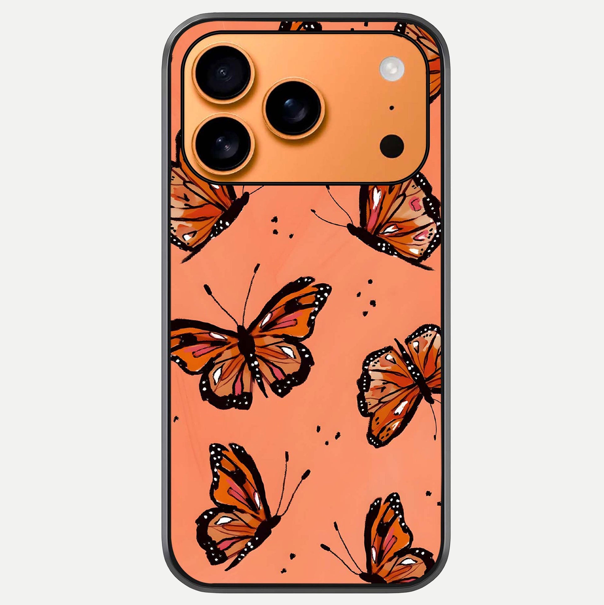 Coral Wing Butterfly Glass Case For iPhone 17 Pro Max by Custom World